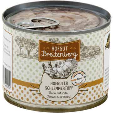 Hofgut Breitenberg Cat Hofguter Schlemmertopf Huhn mit Pute, Tomate & Brokkoli 24 x 180g (11,11€/kg)