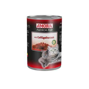 AMORA Fleisch pur mit Geflügelherzen 18 x 400g (4,44€/kg)