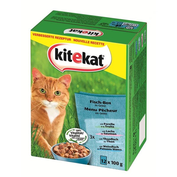 Kitekat Portionsbeutel Multipack Fisch - Box in Gelee 24 x 100g (5,83€/kg)