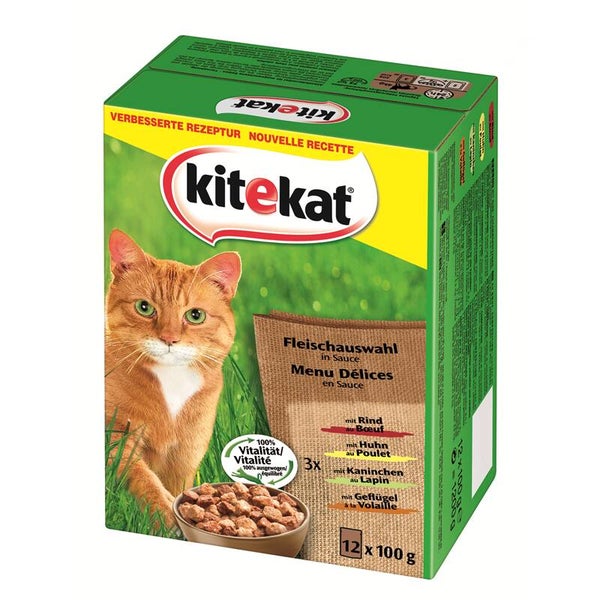 Kitekat Portionsbeutel Multipack leckere Fleischauswahl in Sauce 48 x 100g (5,00€/kg)
