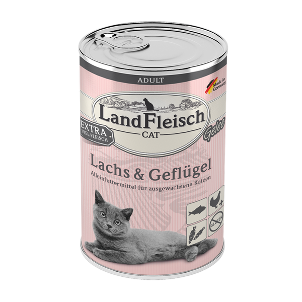 LandFleisch Cat Adult Gelee Lachs & Geflügel 6 x 400g (5,83€/kg)