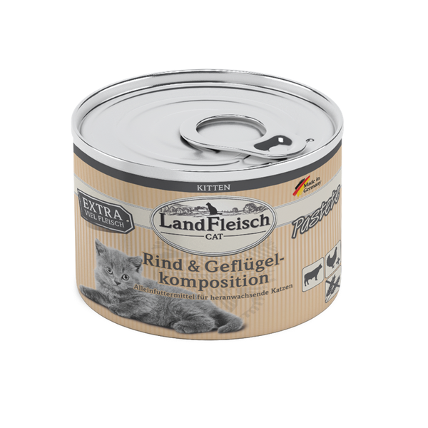 LandFleisch Cat Kitten Pastete Rind & Geflügelkomposition 24 x 195g (7,26€/kg)