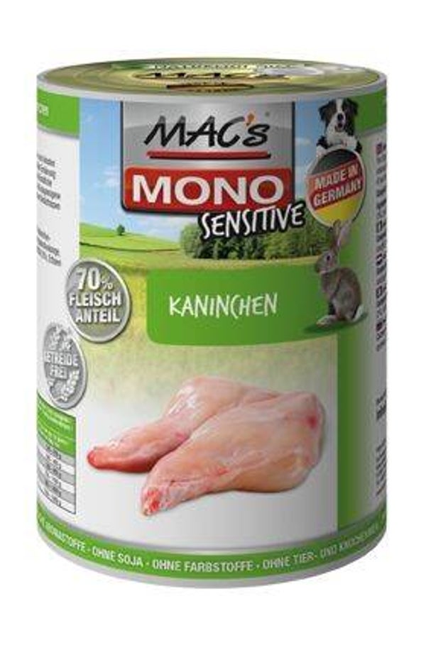 MACs Dog Mono Sensitive Kaninchen 24 x 400g (8,33€/kg)