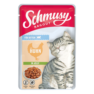 Schmusy Ragout Kitten mit Huhn in Jelly 22 x 100g (7,27€/kg)