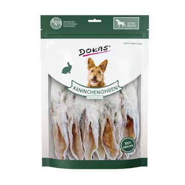 Dokas Dog Snack Kaninchenohren mit Fell getrocknet 4 x 180g (30,54€/kg)
