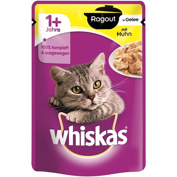 Whiskas Portionsbeutel Ragout 1+ mit Huhn in Gelee 7 x 85g (11,75€/kg)