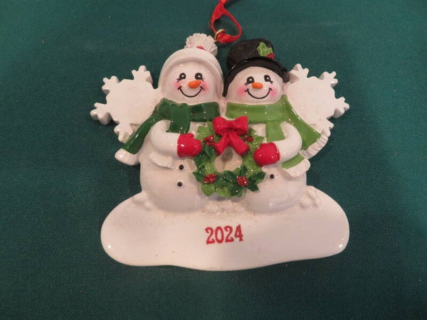 Christmas Ornament - Snowman with Wreath - 2