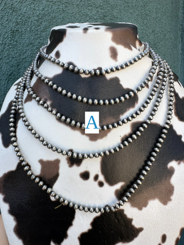 4mm Sterling Silver Pearl Beaded Necklace