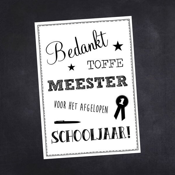 Kaart bedankt toffe meester