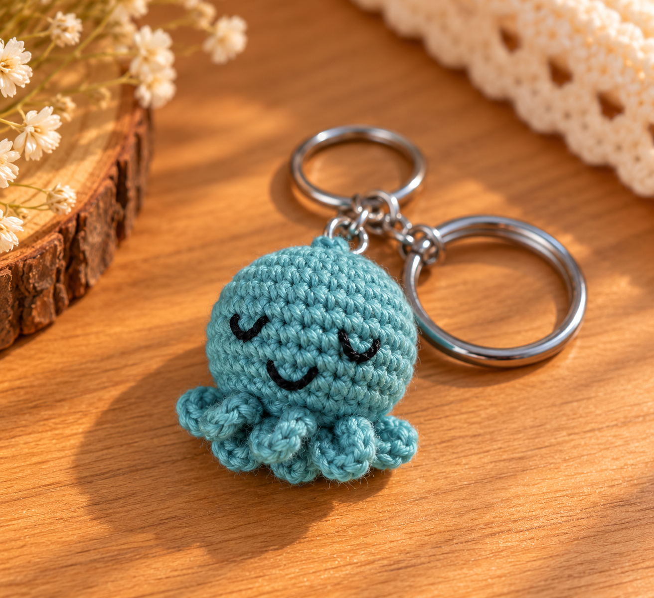 Porte-clés mini pieuvre au crochet
