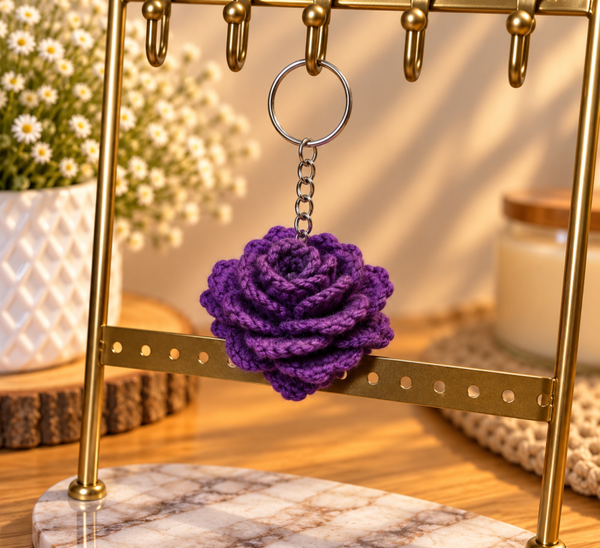 Porte-clés Rose pointue au crochet