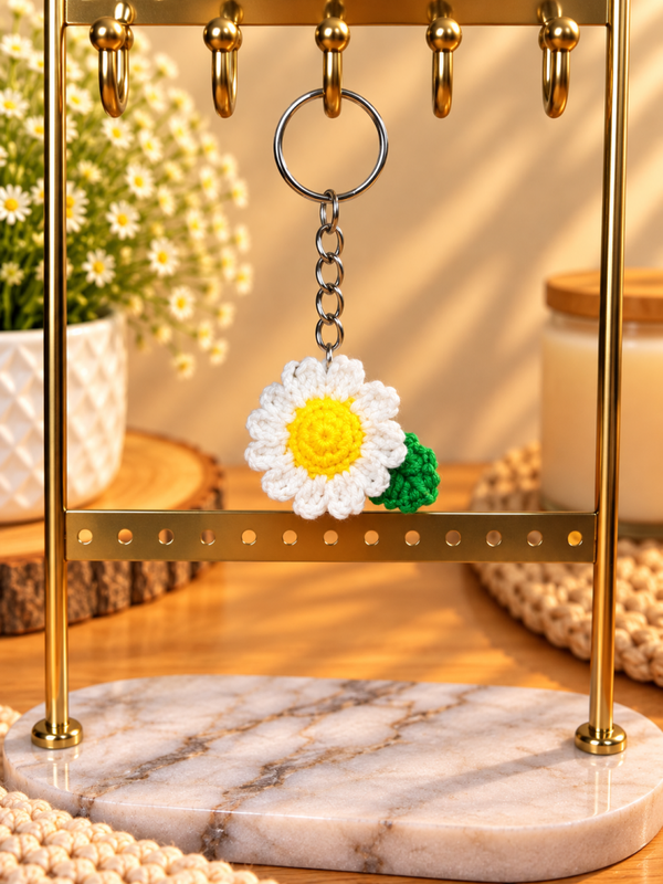 Porte-clés Pâquerette au crochet