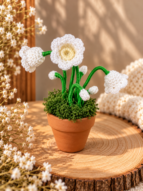 Pot de muguet au crochet