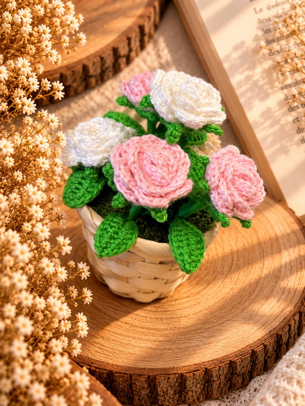 Pot de roses au crochet