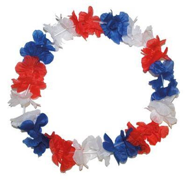 Bloemenkrans blauw wit rood