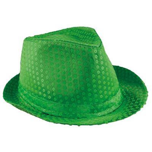 Hoed met pailletten neon groen