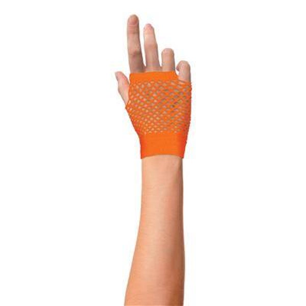 Handschoenen van visnetstof, kort, fluorescerend oranje
