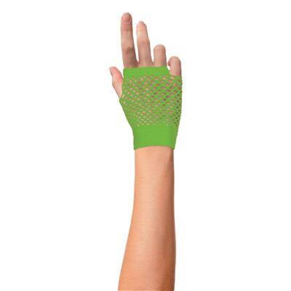 Handschoenen van visnetstof, kort, fluorescerend groen