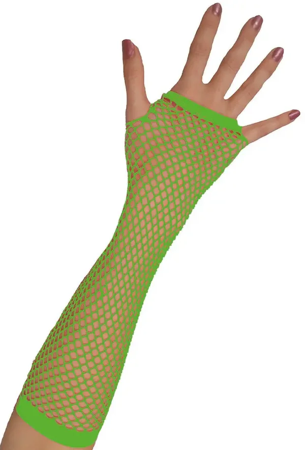 Lange handschoenen met visnetpatroon groen