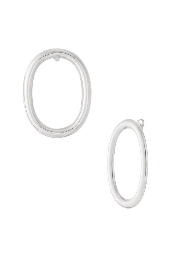 oval hoop oorbellen silver
