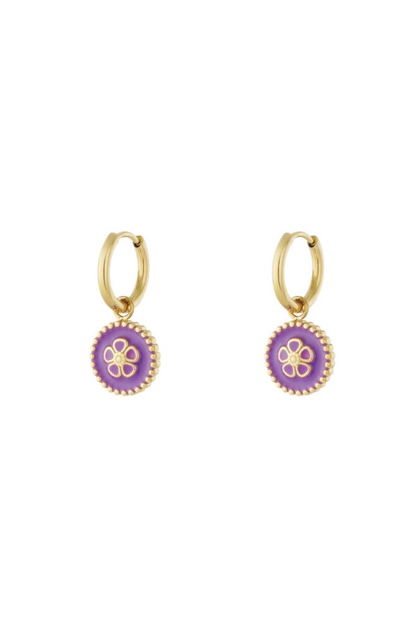 flower oorbellen paars