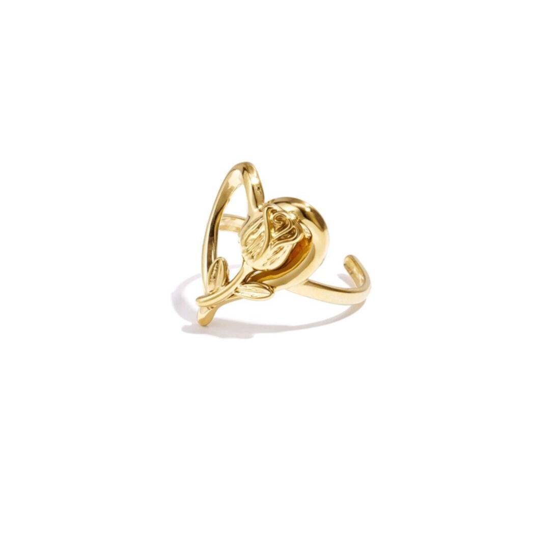 Hart roos ring goud