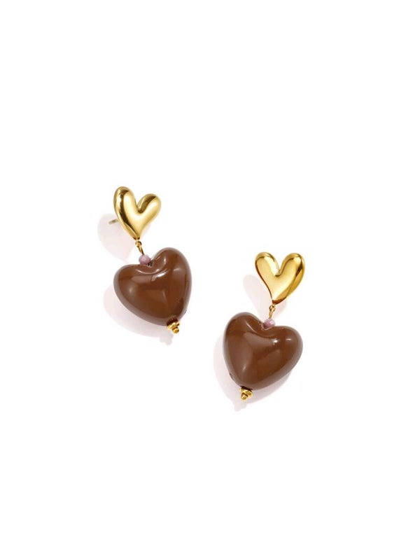 Chunky hart oorbellen
