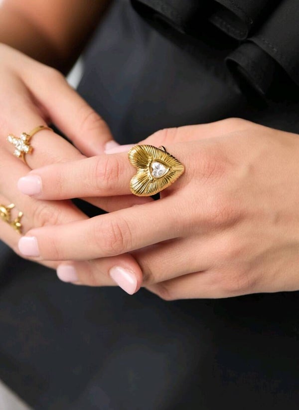 Statement ring strepen hart