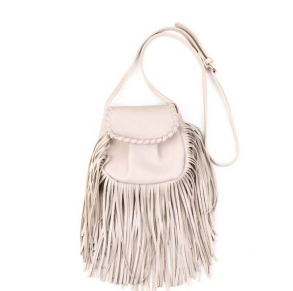 Boho Schoudertas met Franjes beige