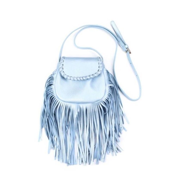 Boho Schoudertas met Franjes blauw