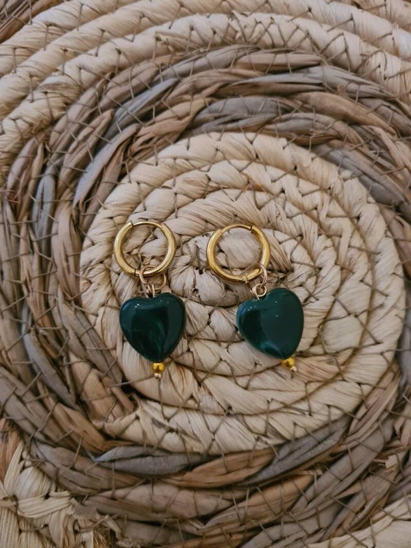 groen hart oorbellen