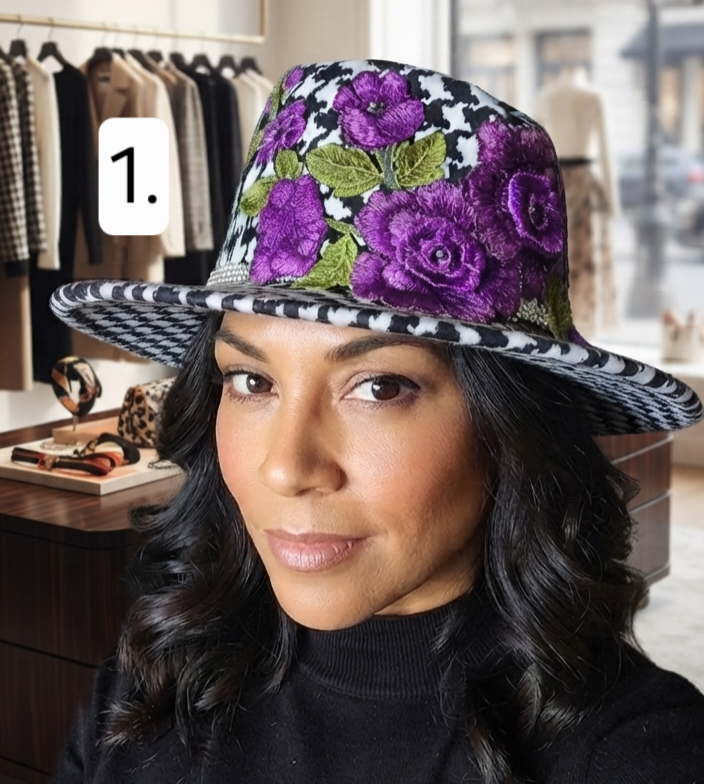The 'Houndstooth Blossom' Custom Fedora Collection