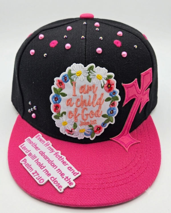 Child of God" Faith & Floral Embellished Snapback Cap