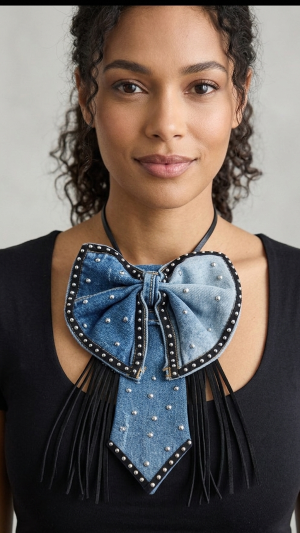 The 'Southern Sparkle' Studded Denim Bow Tie