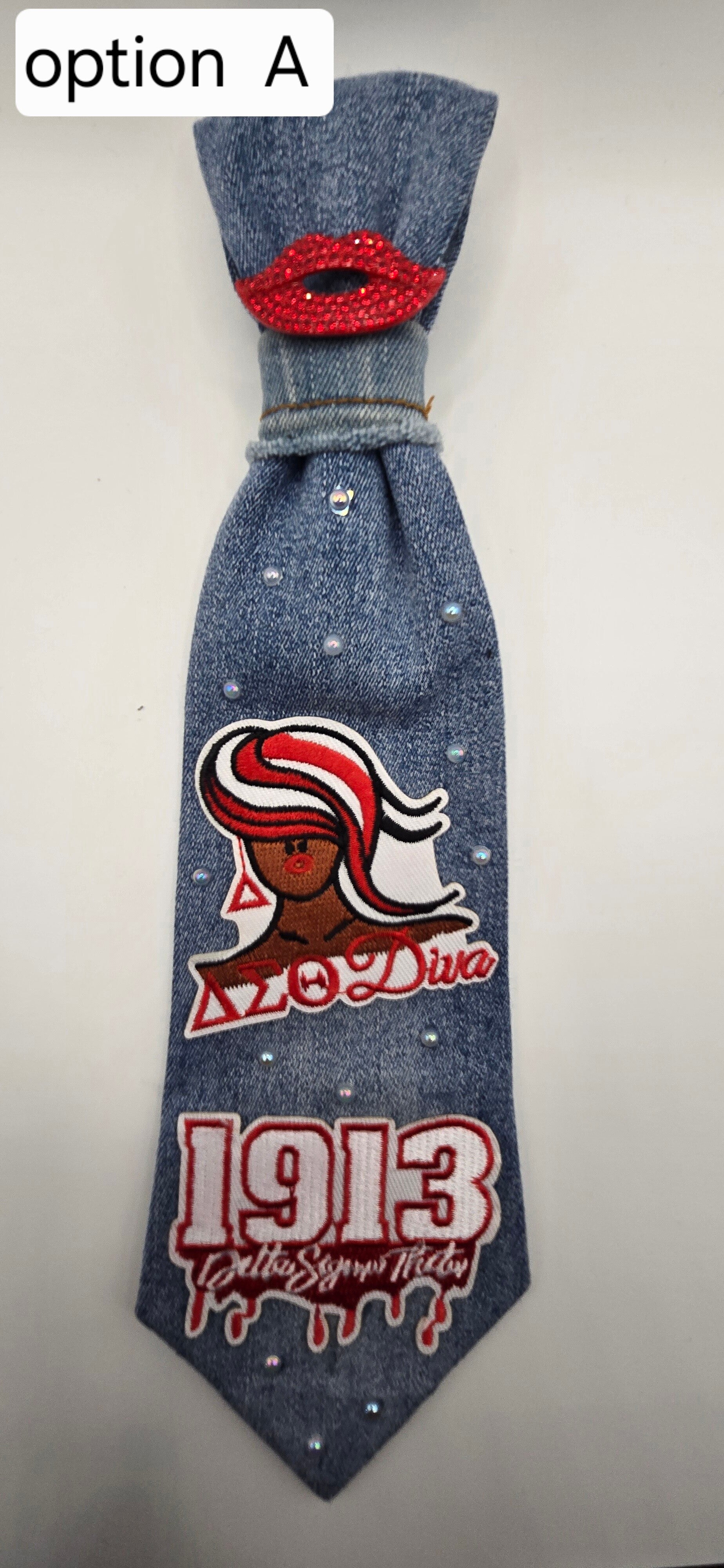 ​Delta Sigma Theta Embellished Denim Necktie Collection