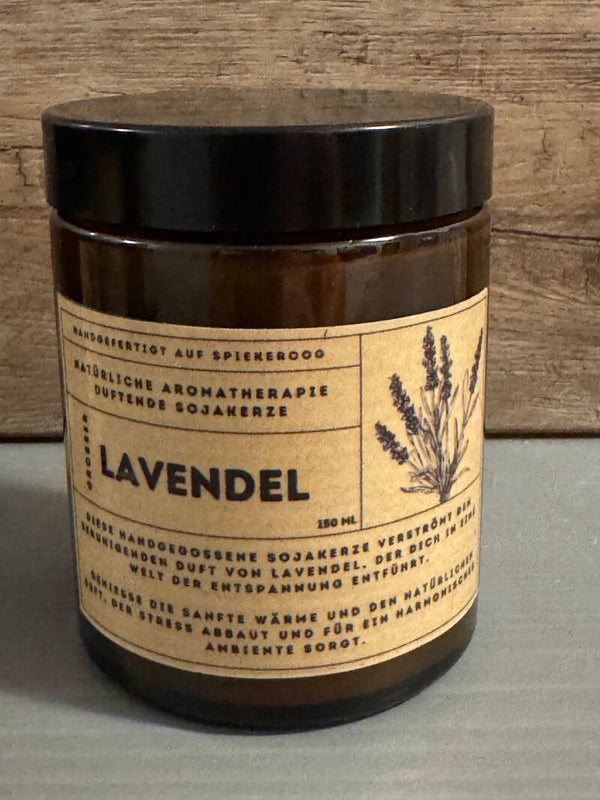 Lavendel - Duft Kerze aus Sojawachs in einem Schraub-Glas 150 ml