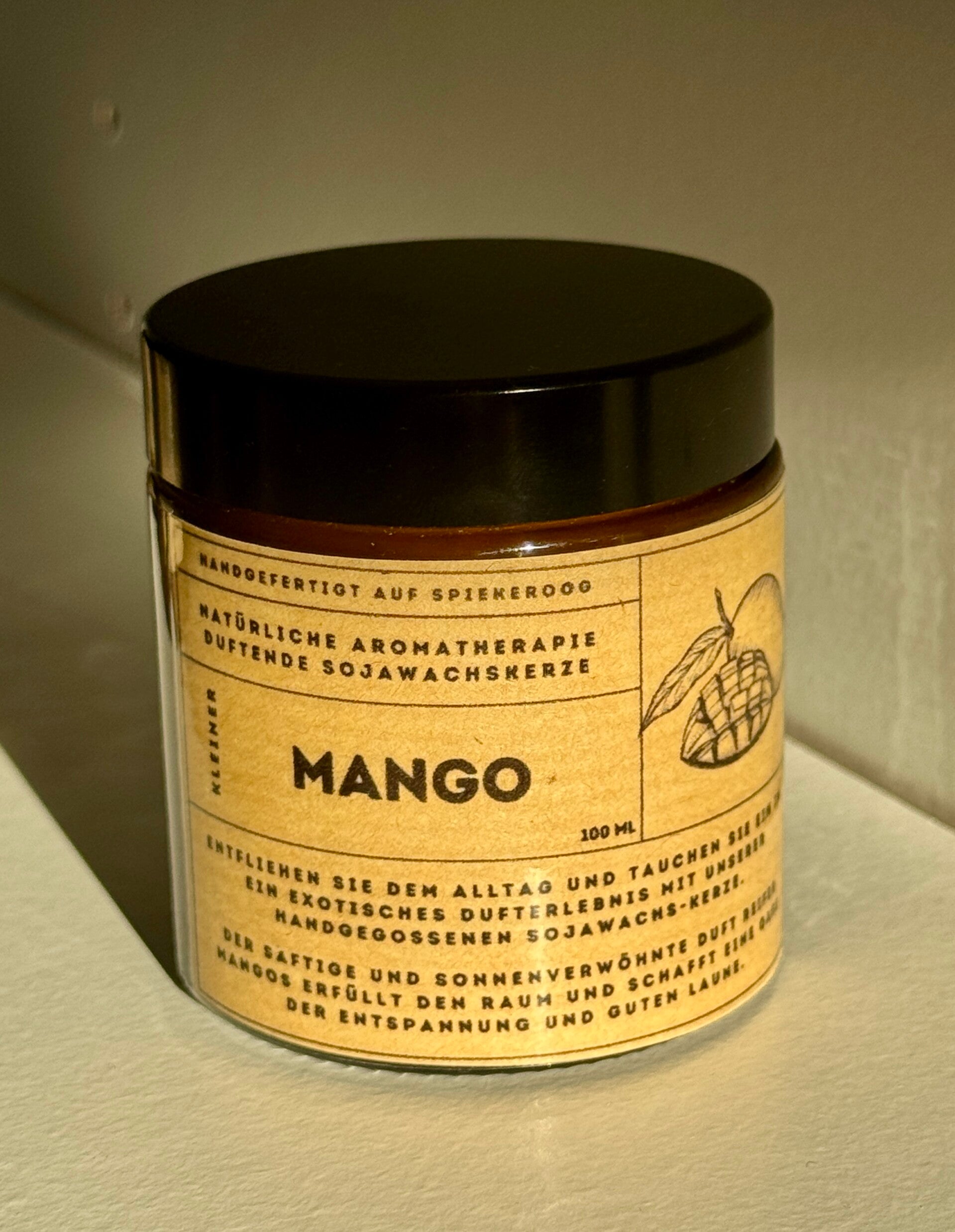 Mango - Duftkerze aus Sojawachs in einem Schraub-Glas (verschiedene Größen)