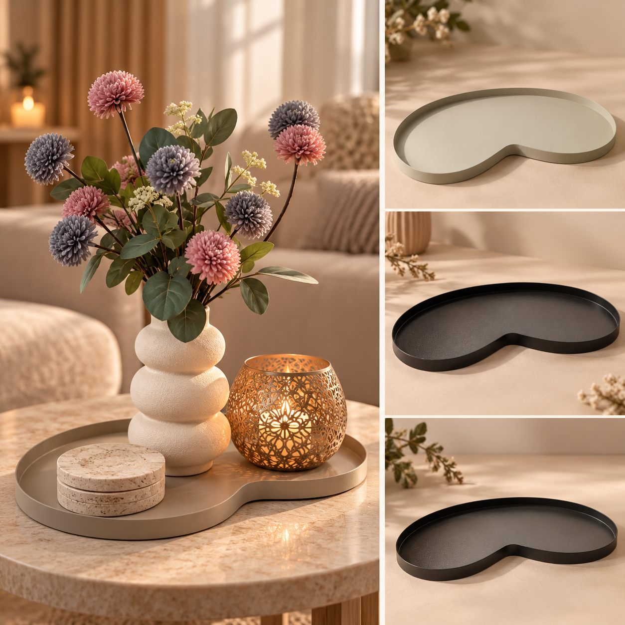 Villeta dienblad | Kidney dienblad | Organisch dienblad | Organisch plateau | Dienbladen | 40cm Dienblad | Countryfield | Metalen dienblad | Home decoratie | zijden bloemen | Vazen - Drsiner vazen | Discount fashion corner | Oude-tonge