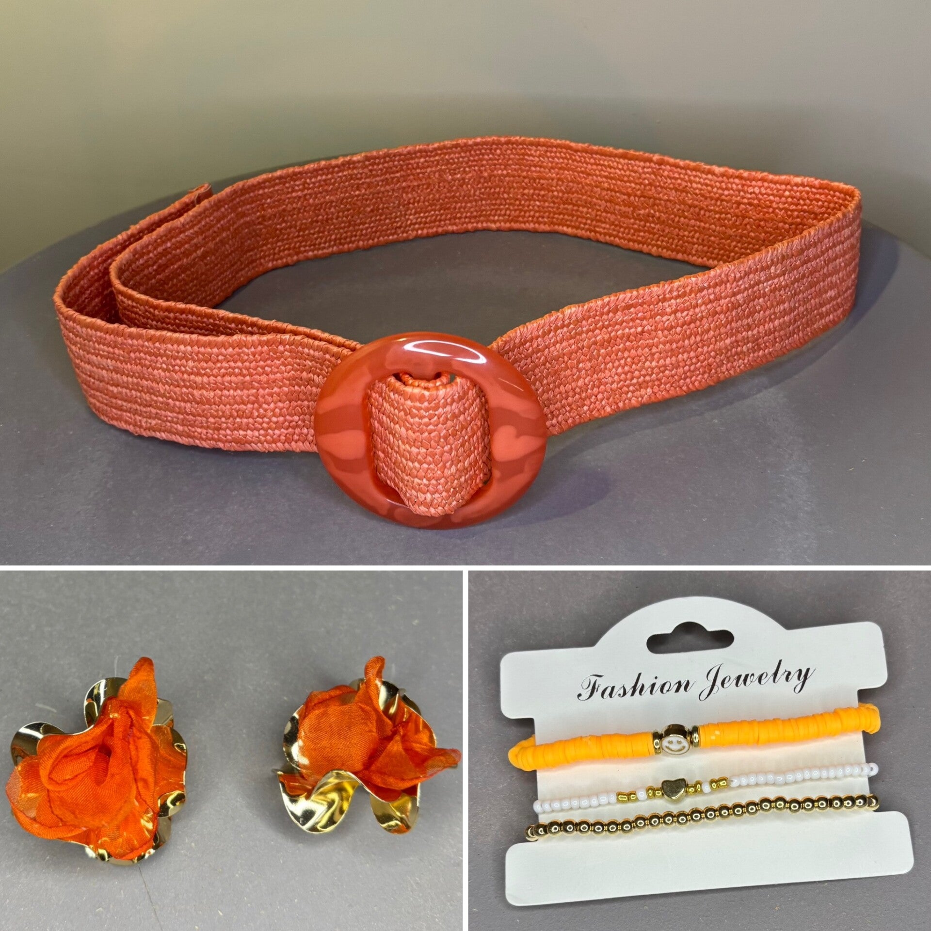 Oranje  actie setje €10 euro | Riem - Oorbellen - Armband setje.