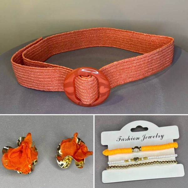 Oranje  actie setje €10 euro | Riem - Oorbellen - Armband setje.