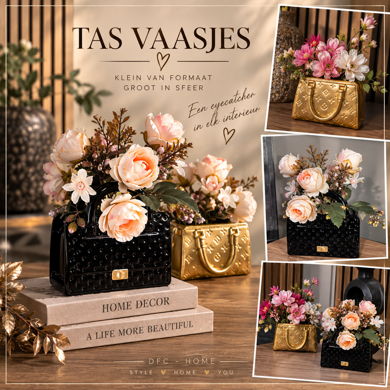 Handtas vazen | Tas vazen | Designer Style tas vaas | 3d handtas vaas | DFC - Home | Discount fashion corner 