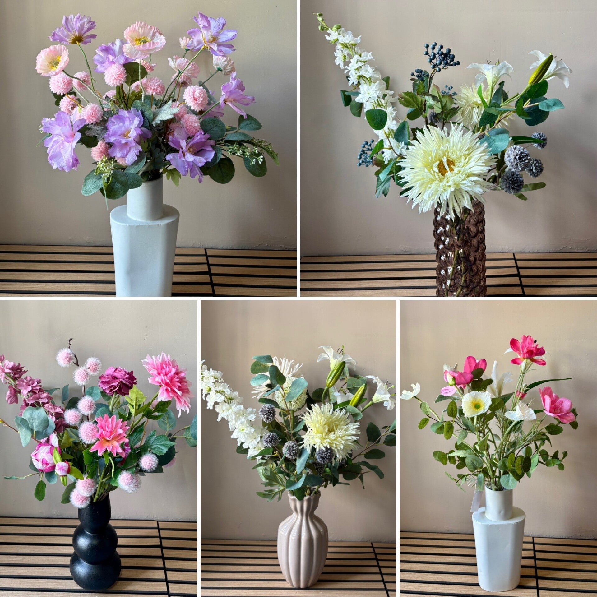 Budget zijden boeketten met of zonder vaas | Betaalbare zijden bloemen boeketten | Discount fashion corner | Oude-tonge