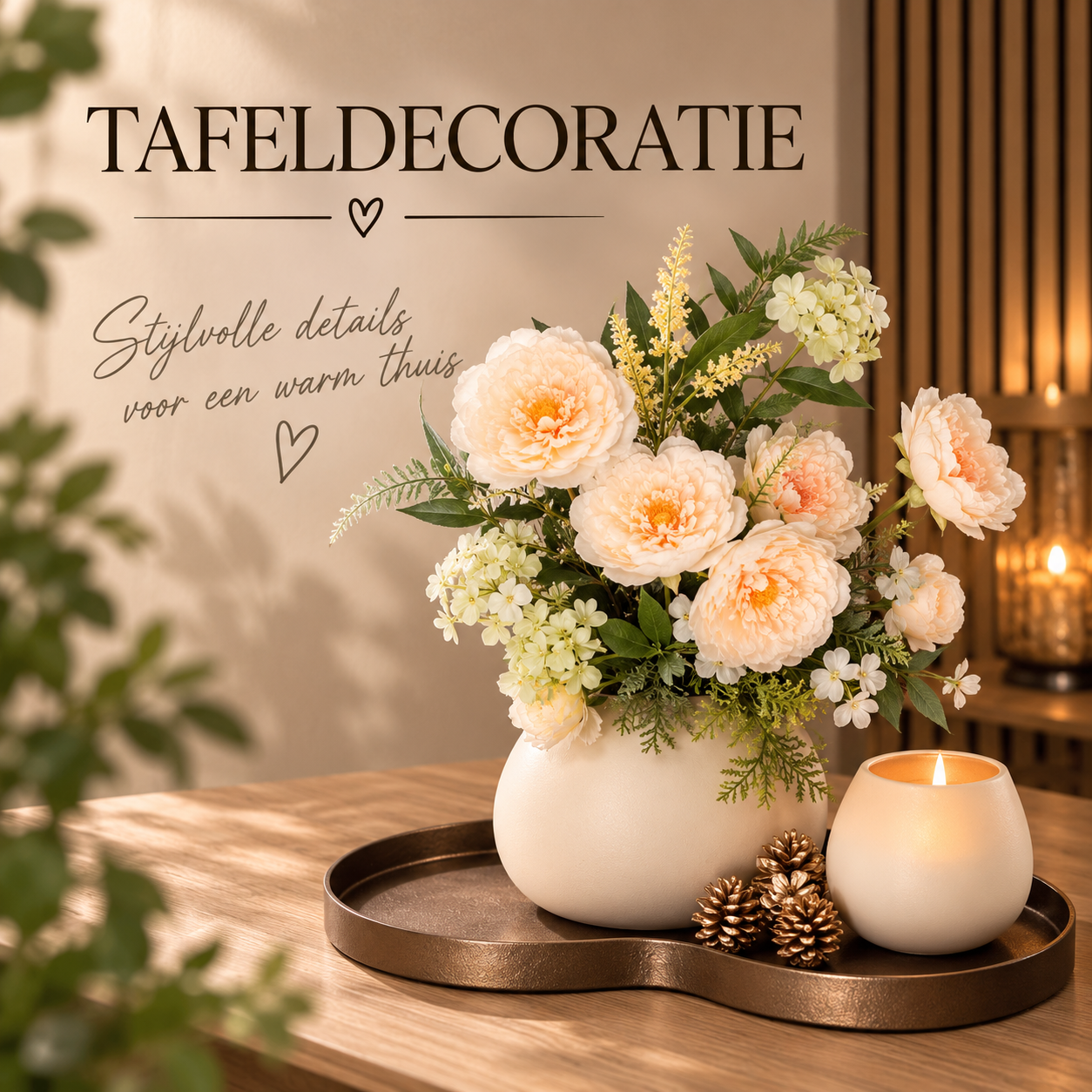 Tafeldecoratie set | Kidney dienblad | Organisch Plateau | Dienblad Vil|eta | Tasman vaas |Artic vaas | Vase The World | Tasman windlicht | Ivory vaas | Sand |Tafel decoratie | Tafel bloemstuk | Tafel Home Decoratie | DFC - Home | Discount fashion corner 