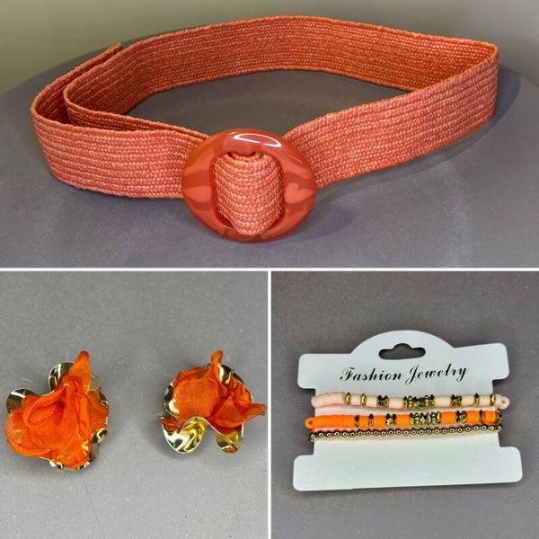 Oranje actie setje €10 euro | Riem - Oorbellen - Armband setje.