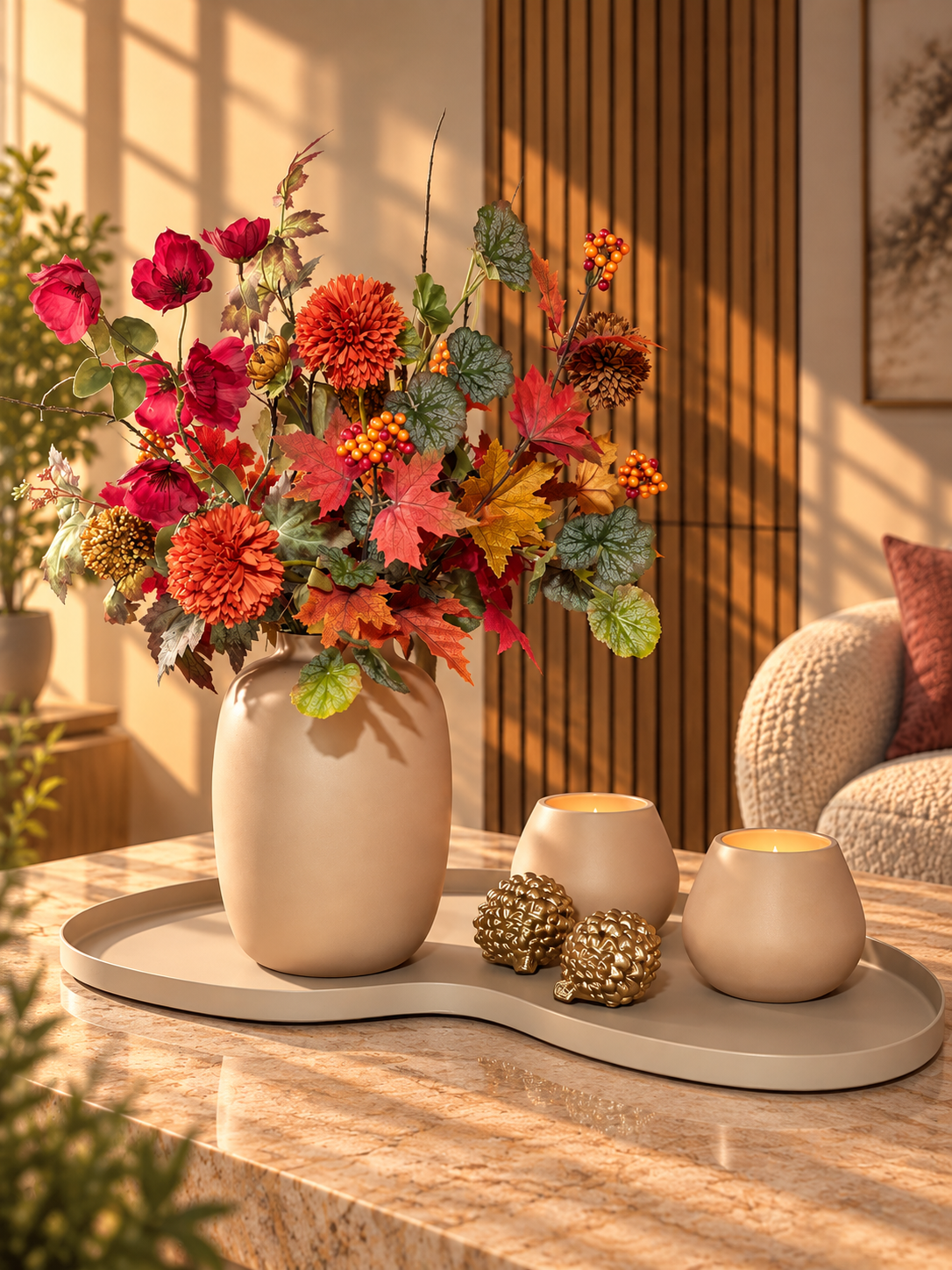 Autumn Ember XXL | Luxe Herfst Tafeldecoratie Set met Zijden Bloemen