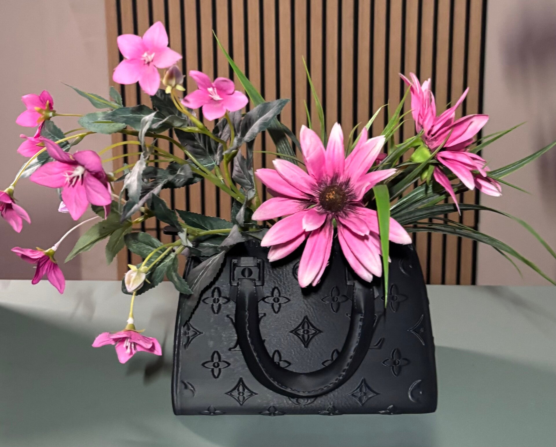 Designer Look Handtas Vaas 3D | Zwart – 20 cm