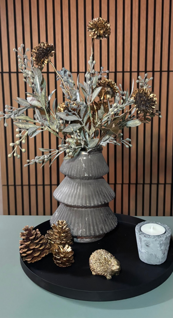 Zwarte Tafeldecoratie Set – Kerstboom vaasje & Egeltje