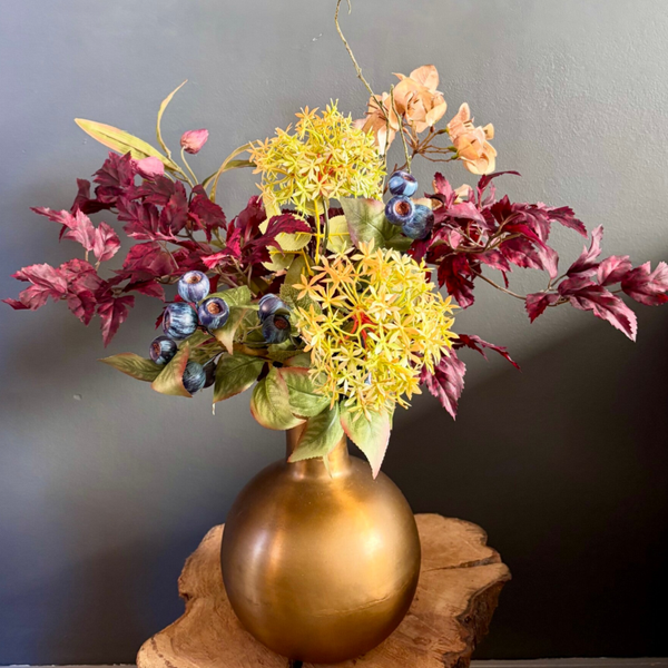 Autumn Copper Chic – Zijden Herfstboeket in Dutchbone Hari Fat Vaas