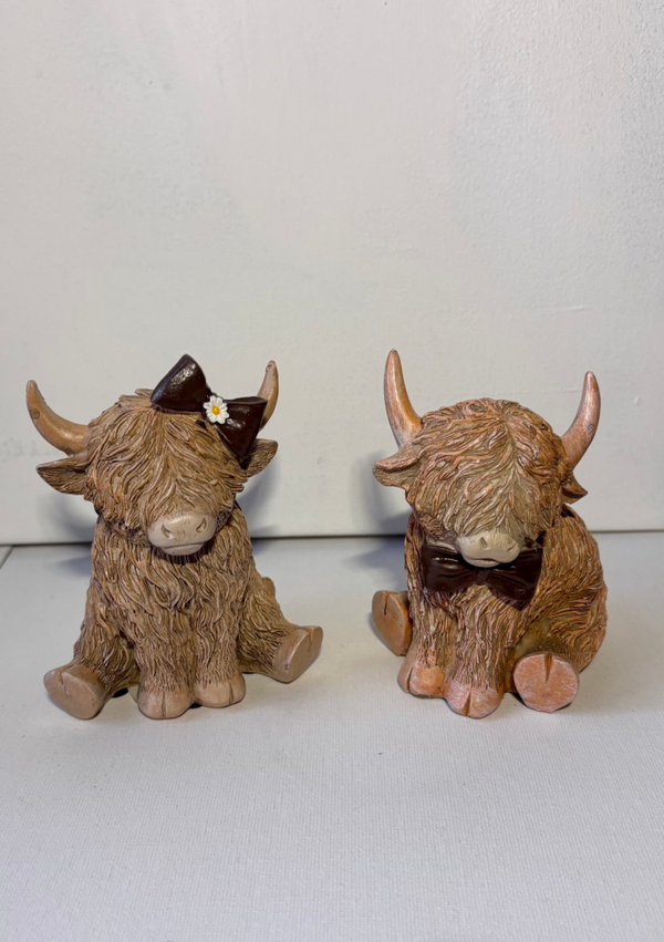 Hooglanders met Strik – Set van 2