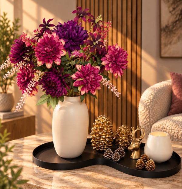 Golden Plum Elegance XXL | Luxe Tafeldecoratie Set met Zijden Bloemen